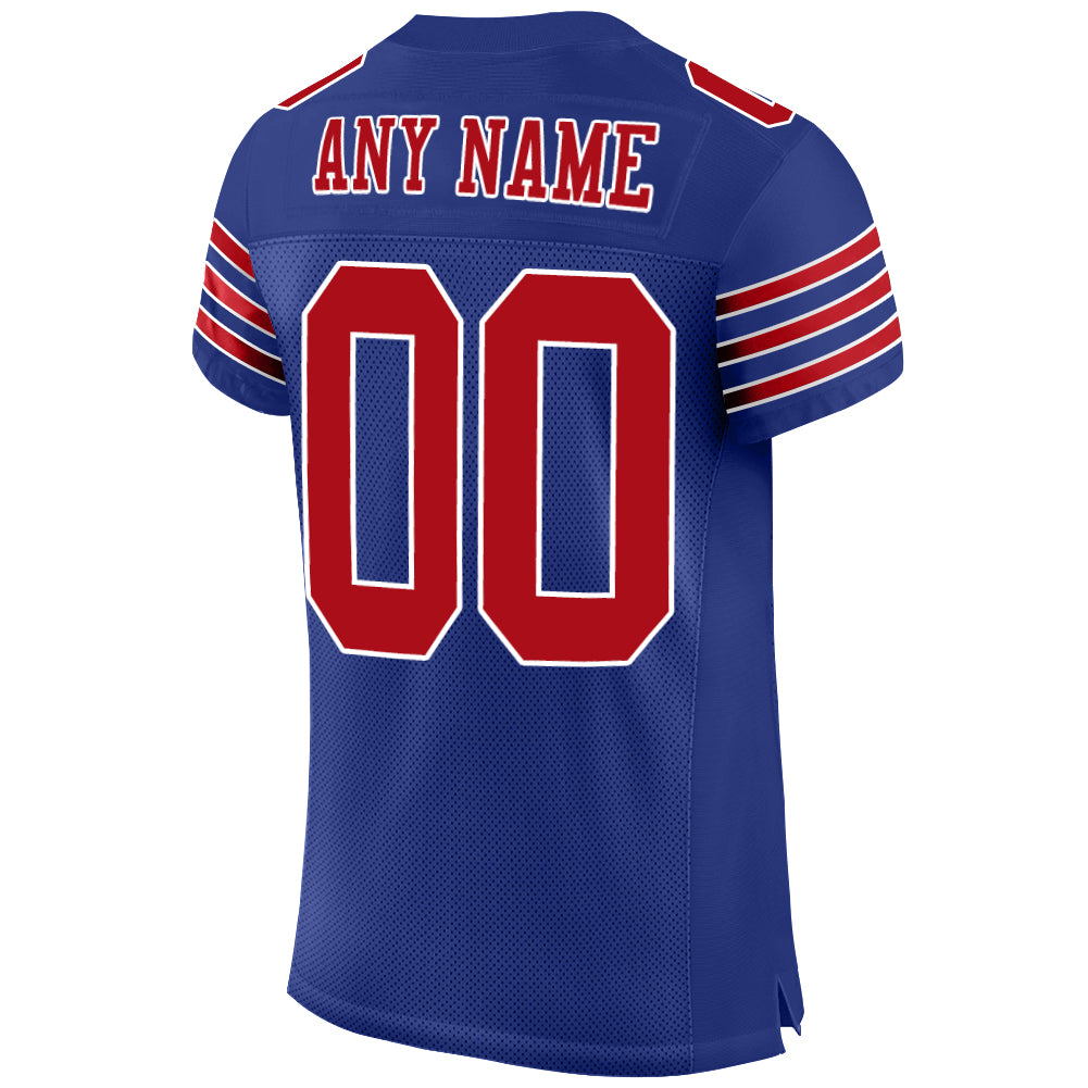 Custom Red White-Navy Mesh Authentic Football Jersey