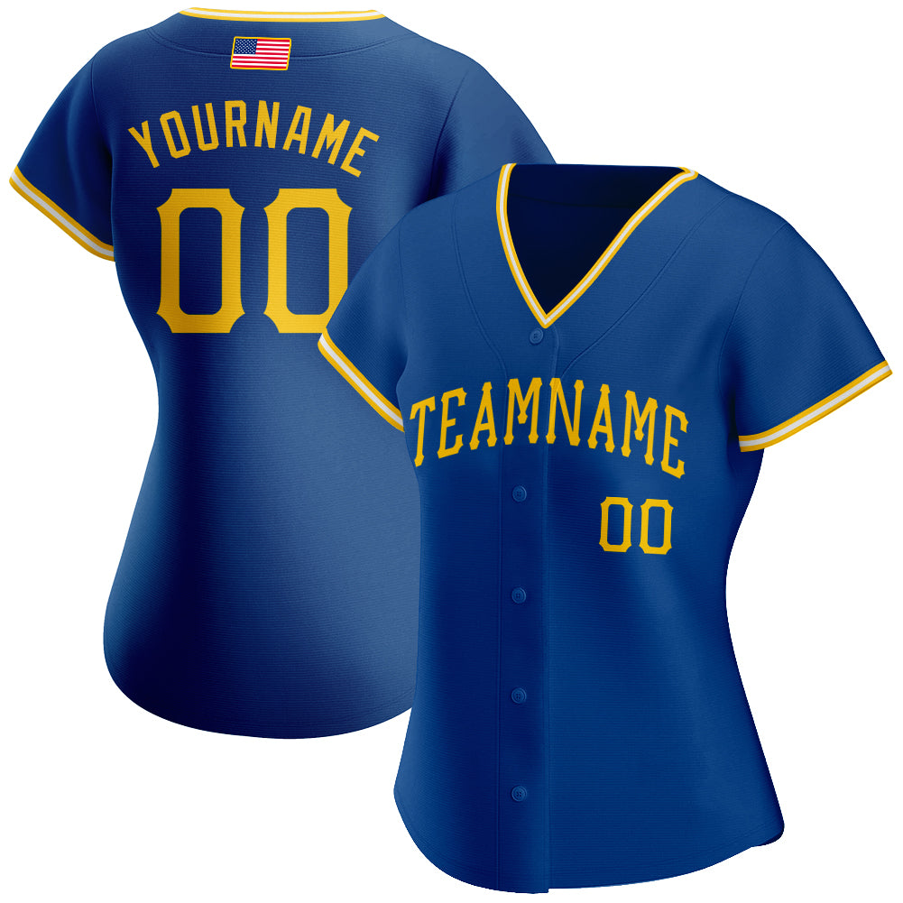 Custom Own Royal Gold White Authentic Baseball Stitched Jersey Free