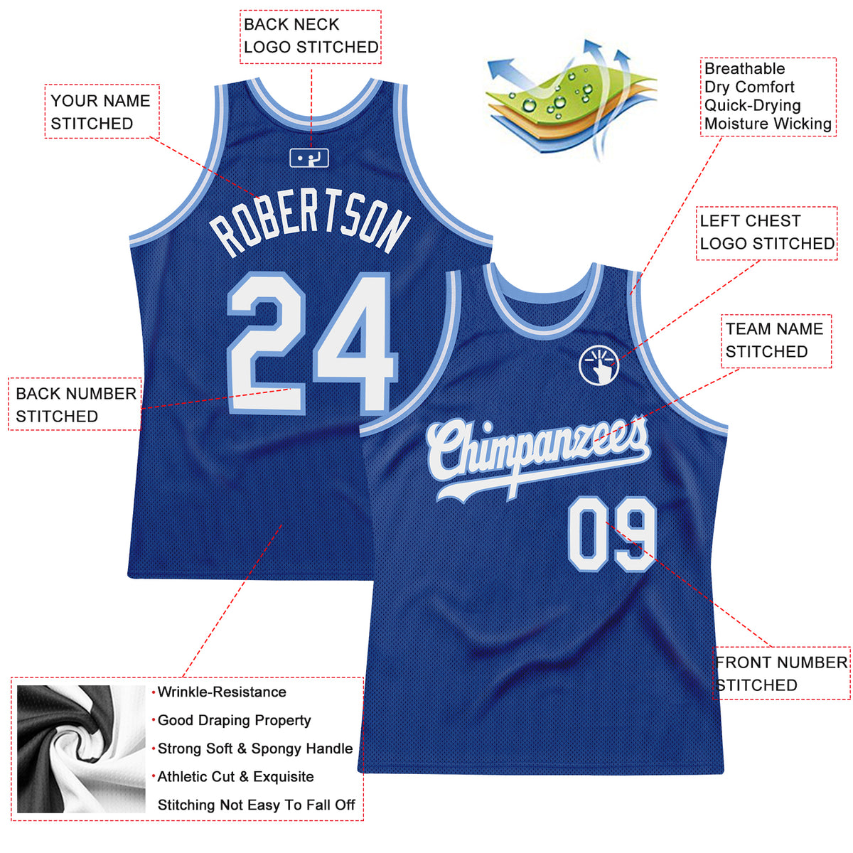 Custom Royal White-Light Blue Round Neck Sublimation Basketball Suit Jersey  Fast Shipping – FiitgCustom