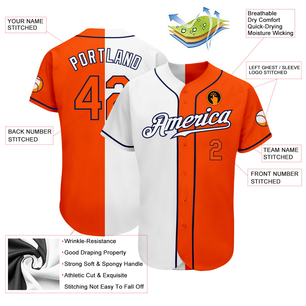 Custom Camo Navy-Orange Authentic Salute To Service Baseball Jersey