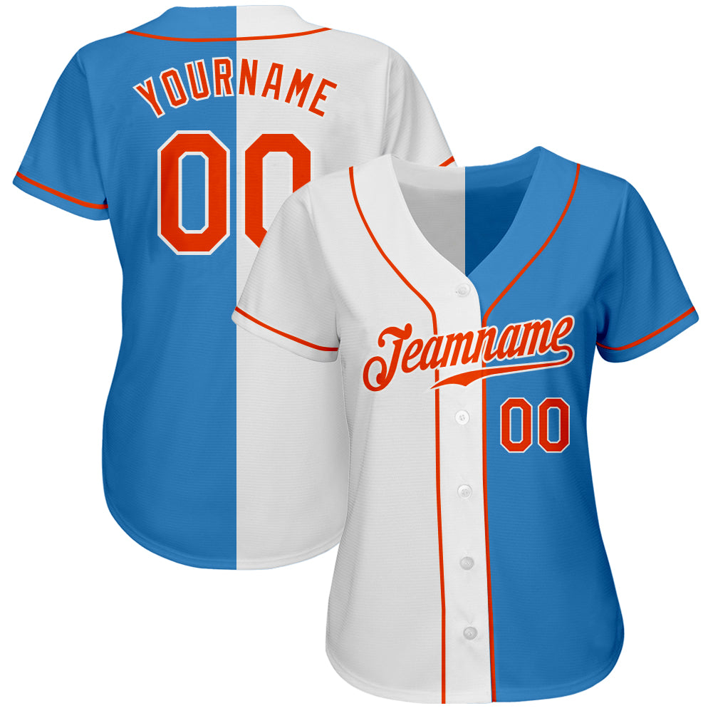 Blue and clearance orange baseball jersey