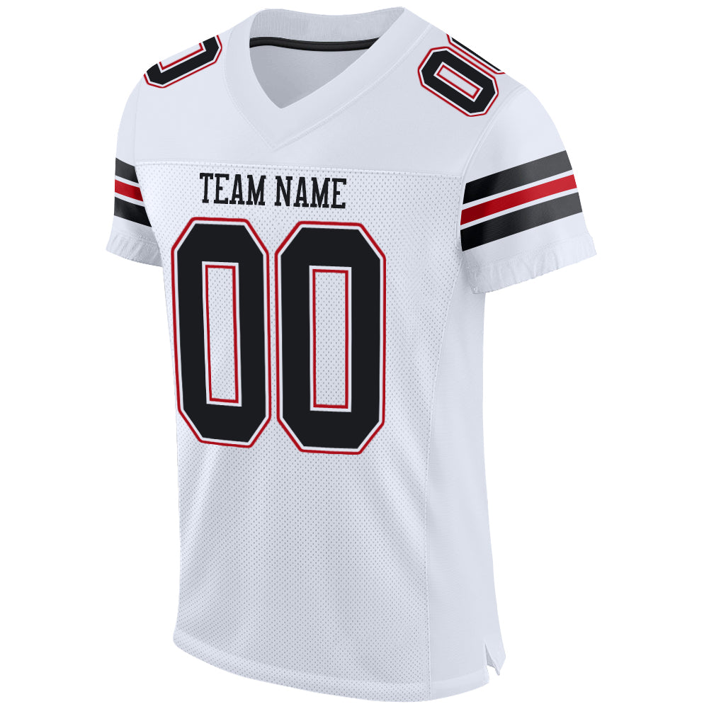 Custom Black Red-White Mesh Authentic Football Jersey – Fiitg