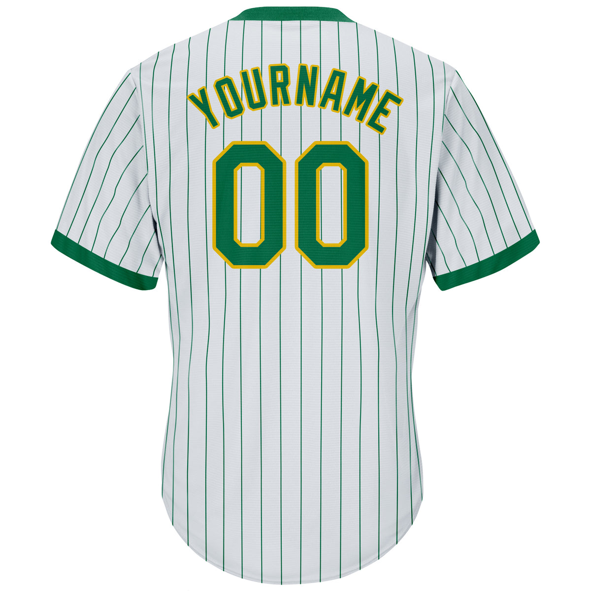 Custom Green White Strip White-Gold Authentic Baseball Jersey Free