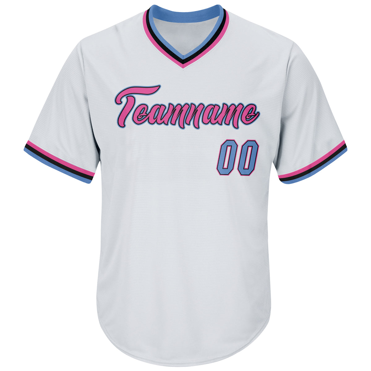 Custom White Light Blue-Pink Authentic American Flag Fashion Baseball Jersey Men's Size:XL