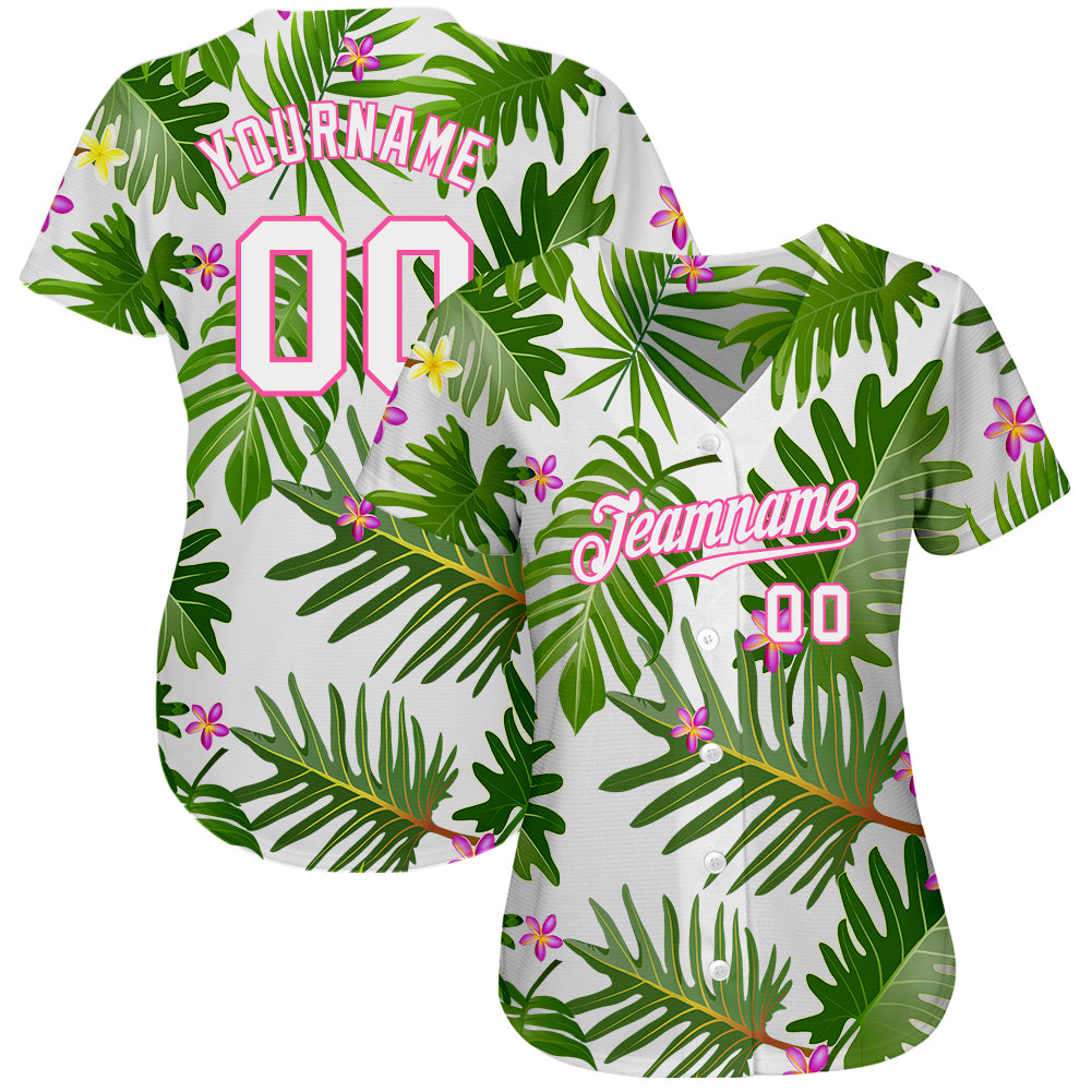 Custom Pineapple White Green Tropical Custom Baseball Jerseys for Men & Women JN11172, 2XL / No Piping