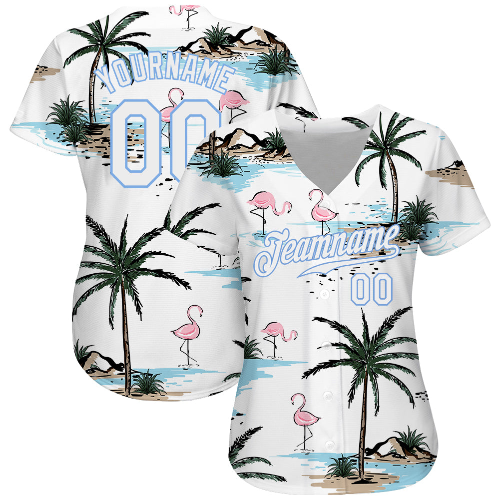 Custom Pink Light Blue-White 3D Pattern Design Palm Trees Authentic Basketball  Jersey Free Shipping – Fiitg