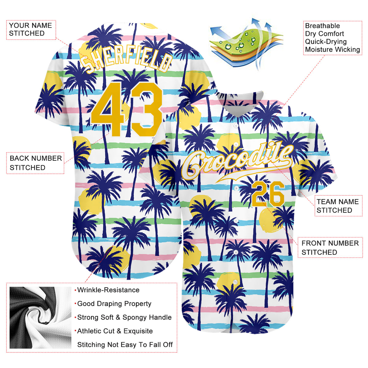 Custom Black Black-Pink 3D Pattern Design Tropical Palm Leaves Authentic Baseball Jersey Youth Size:M