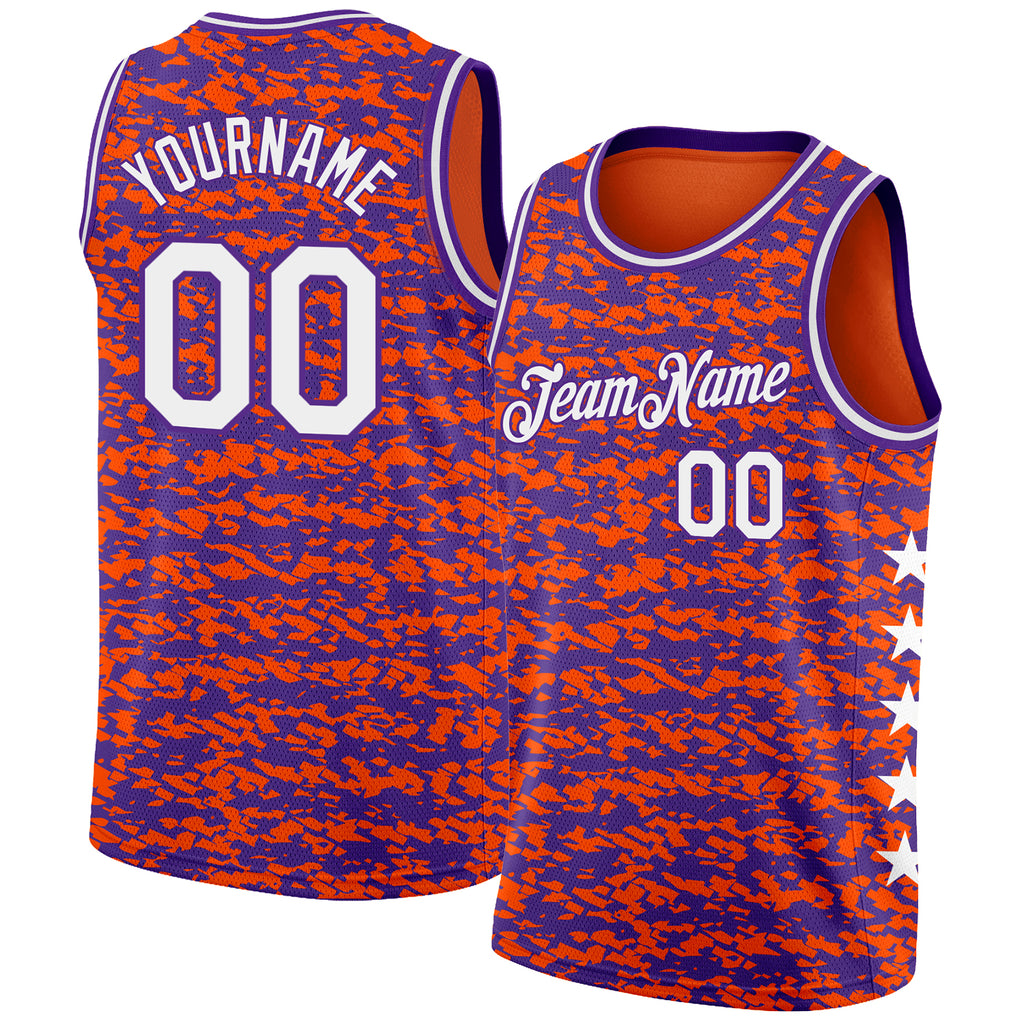 FIITG Custom Basketball Jersey Graffiti Pattern Purple-White 3D Words Authentic