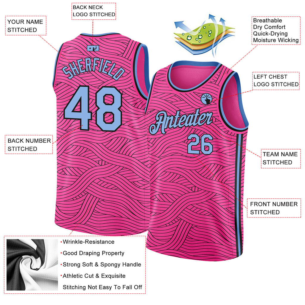 FIITG Custom Basketball Jersey Neon Green Pink-Light Blue Authentic