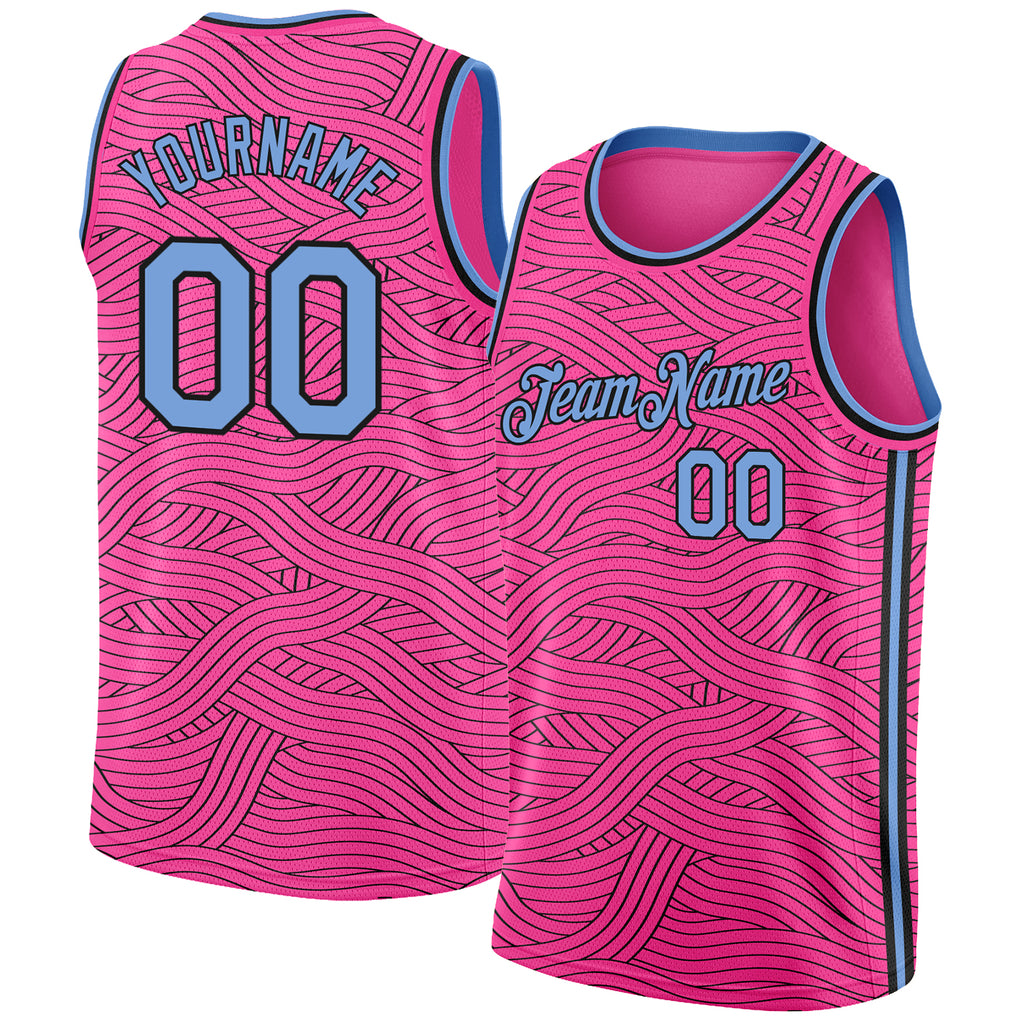 Custom Pinstripe Basketball Jersey Cream Navy Light Blue-Black