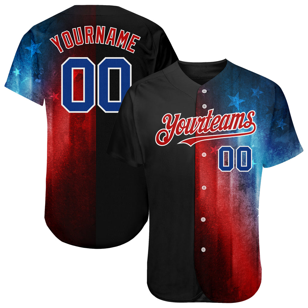 Custom Red Royal-Black 3D American Flag Fashion Authentic Baseball Jersey  Free Shipping – Fiitg