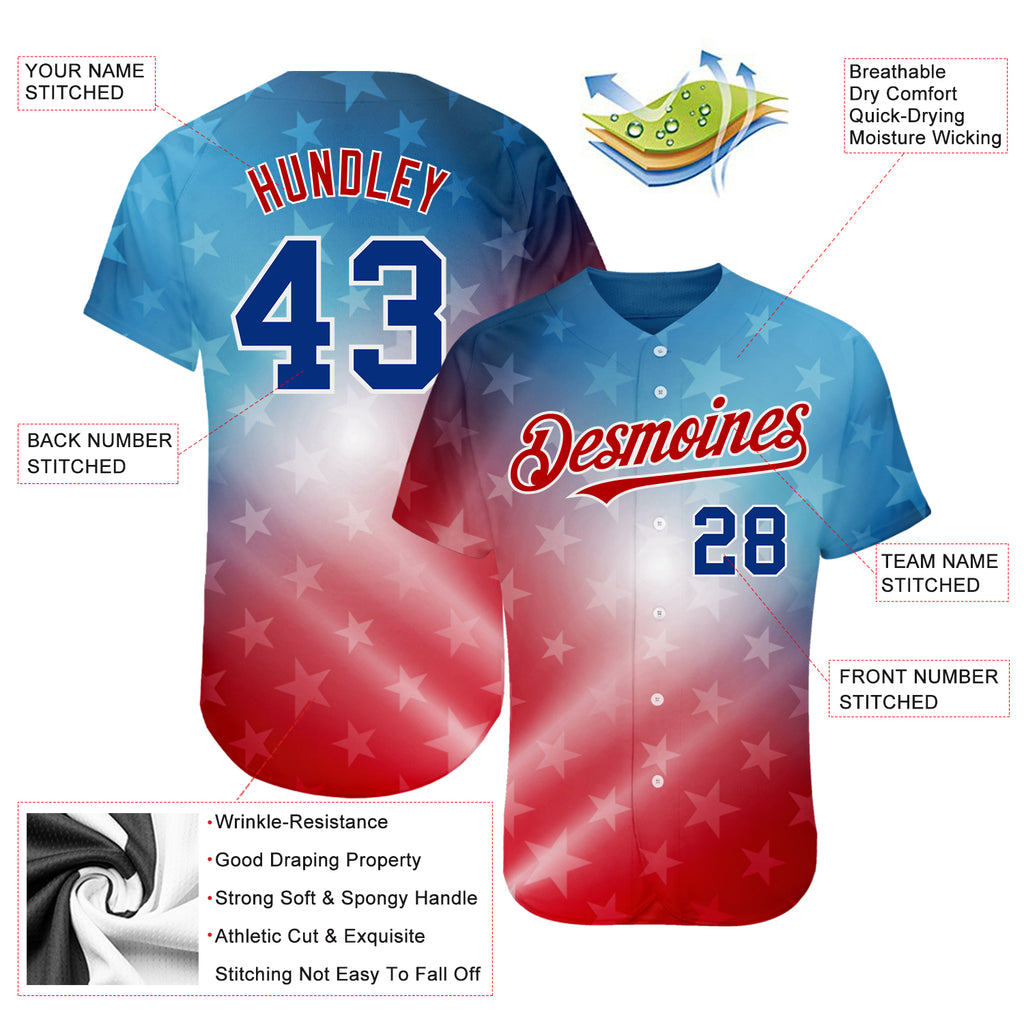 Custom Red Royal-Black 3D American Flag Fashion Authentic Baseball Jersey  Free Shipping – Fiitg