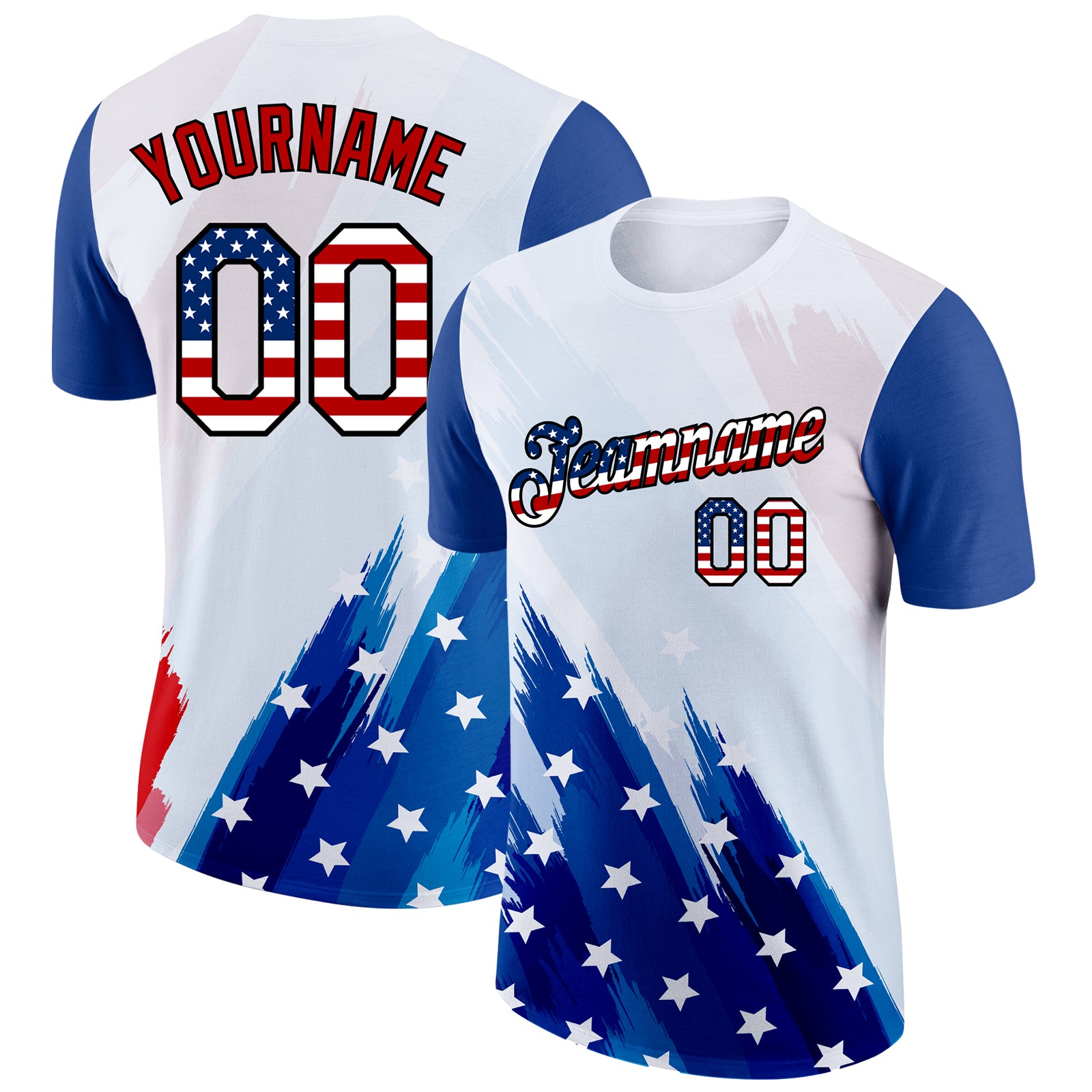 FIITG Custom Basketball Jersey Royal Red-White 3D Pattern Design American Flag Authentic