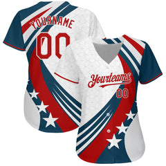 Custom White White-Red 3D American Flag Authentic Baseball Jersey Discount