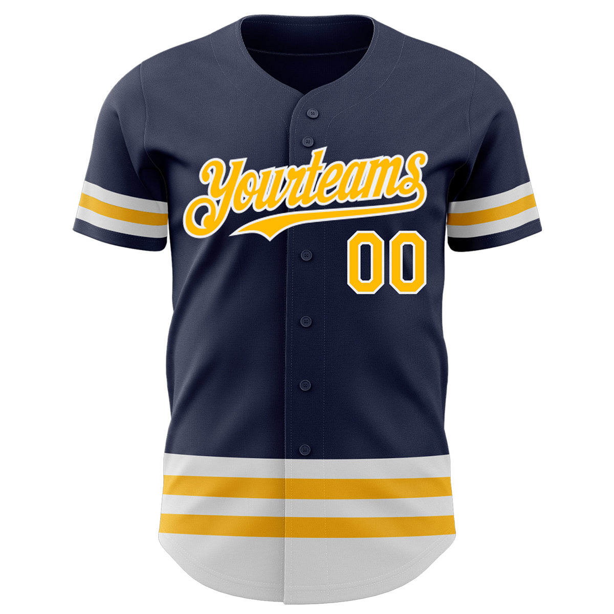 Custom Navy Gold-White Stripes Authentic Baseball Jersey Free Shipping ...