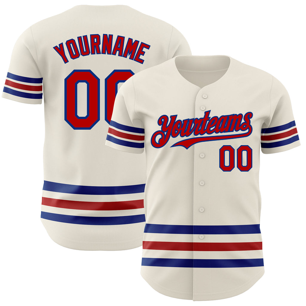 Custom Cream Red-Royal Line Authentic Baseball Jersey