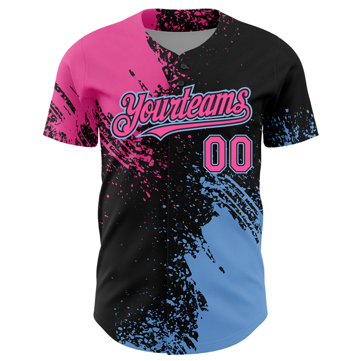 Custom Pink Black-Light Blue 3D Pattern Design Abstract Brush Stroke ...