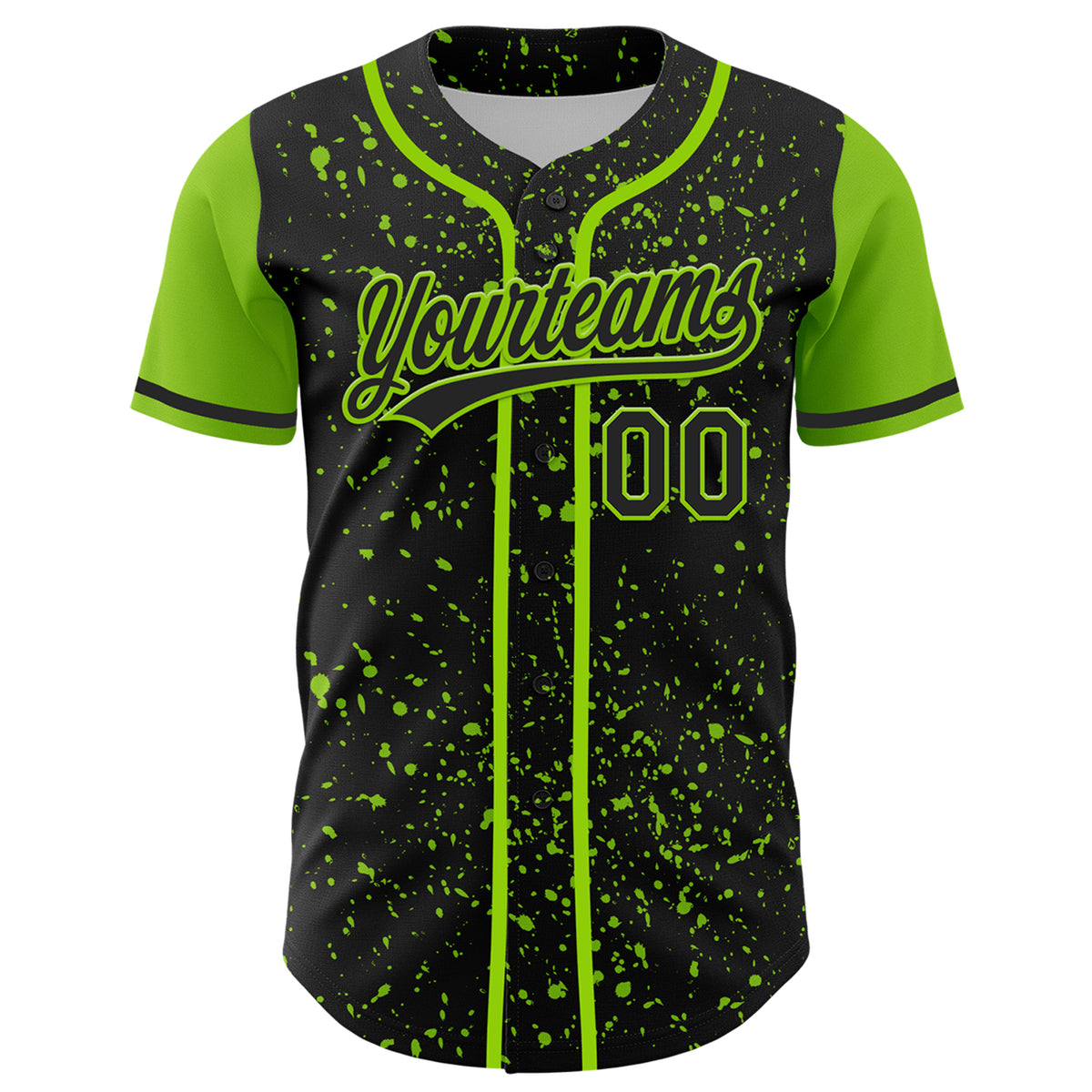 Custom Black Neon Green 3D Pattern Design Abstract Splatter Ink ...