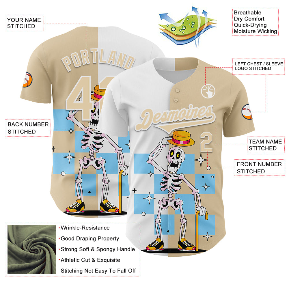 Custom City Cream White 3D Pattern Design Rave Skeleton Authentic ...