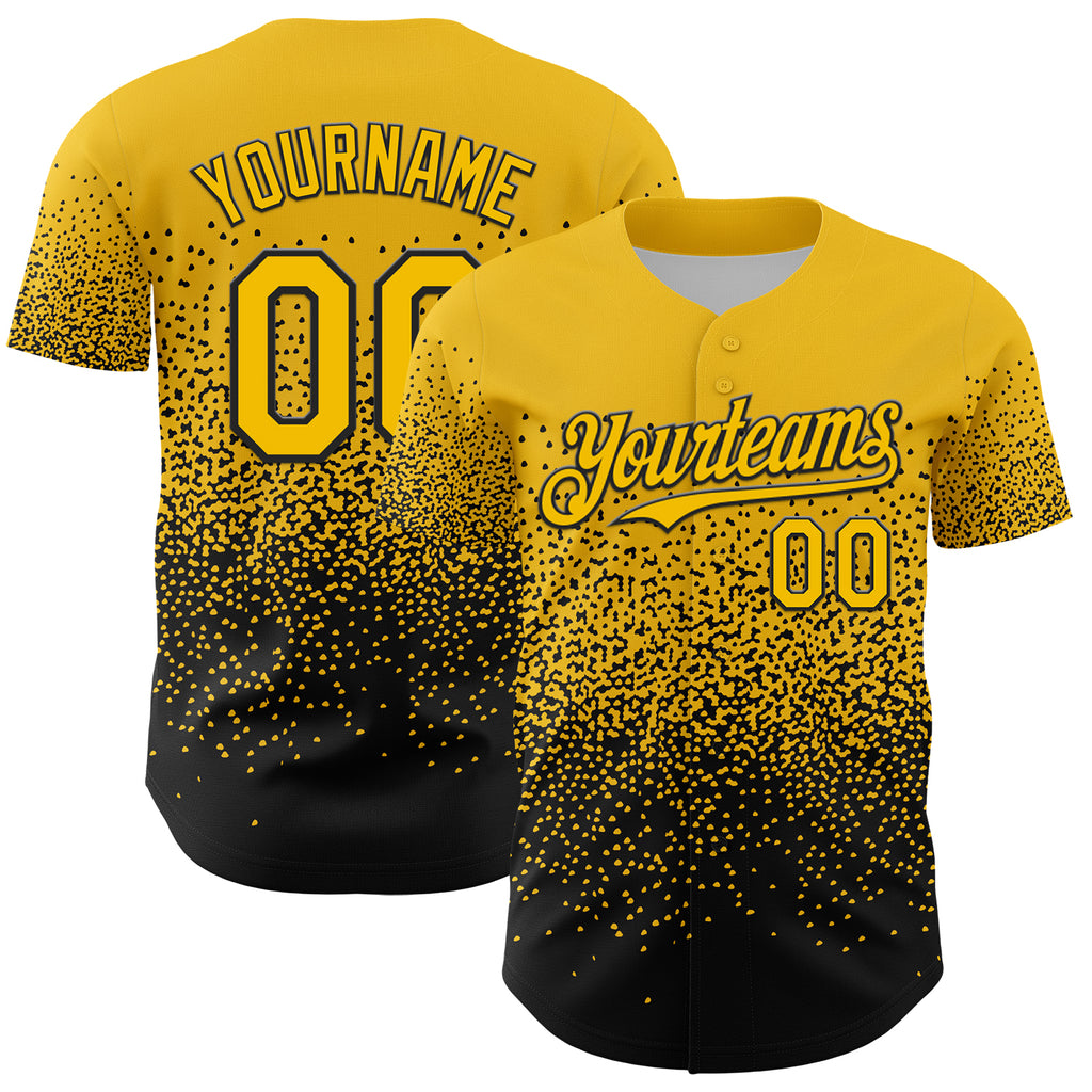 Custom Yellow Black 3D Pattern Design Gradient Style Irregular Shape Authentic Baseball Jersey