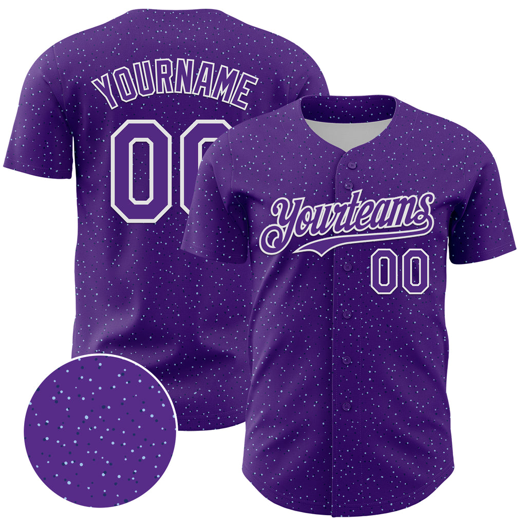 Custom Purple White 3D Pattern Design Dots Authentic Baseball Jersey