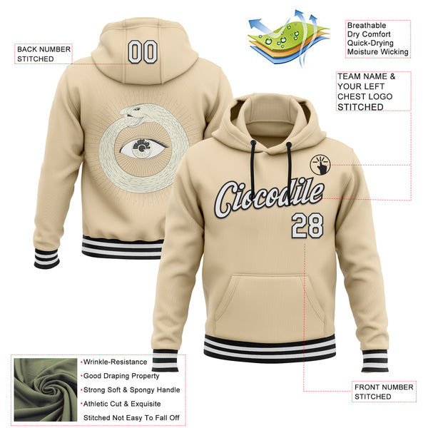 Custom Stitched City Cream White-Black 3D Pattern Design Evil Eyes Sports Pullover Sweatshirt Hoodie