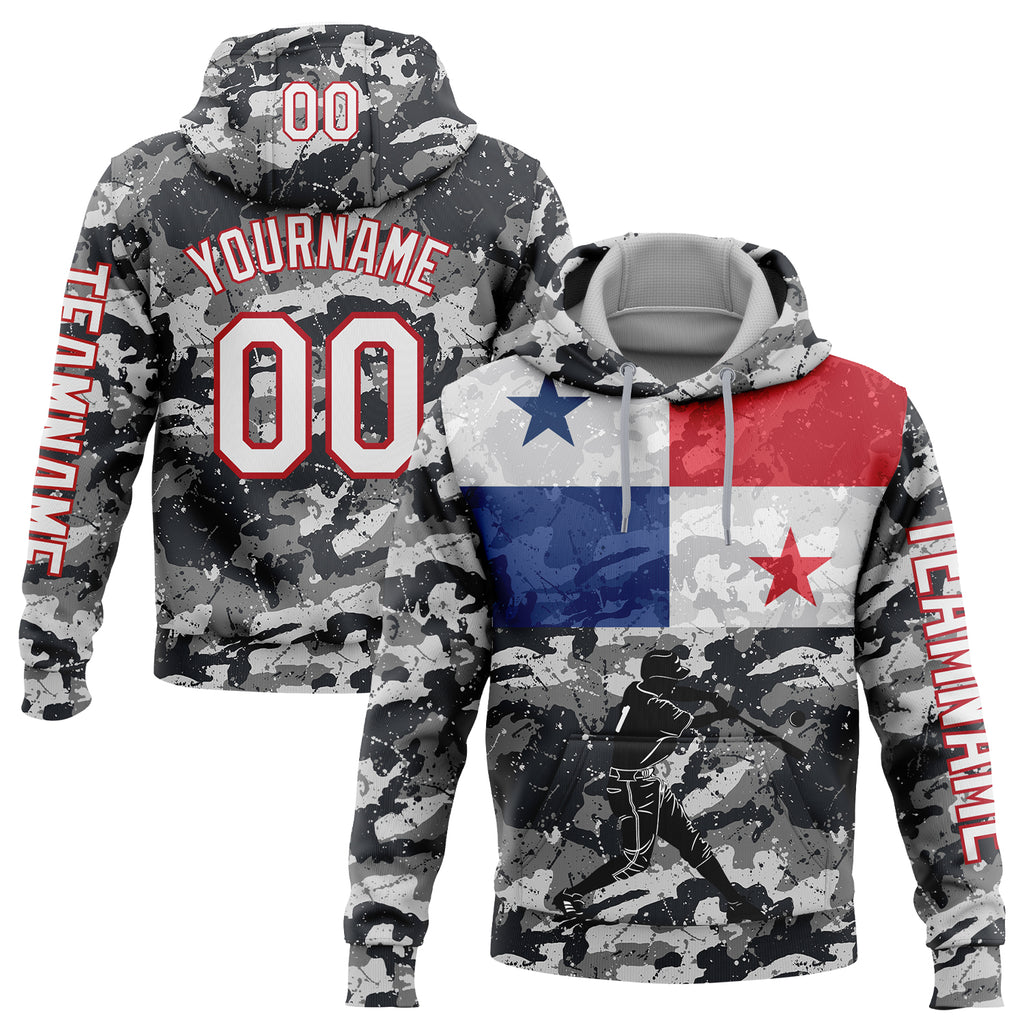 Custom Stitched Camo White-Red 3D Panama Panamanian Flag Sports Pullover Sweatshirt Salute To Service Hoodie