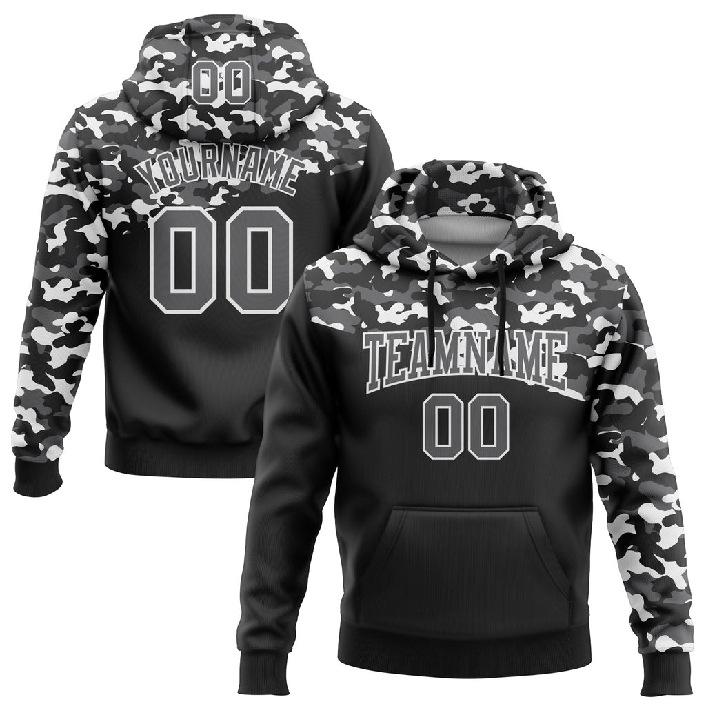 Custom Stitched Camo Steel Gray-Black 3D Sports Pullover Sweatshirt Salute To Service Hoodie