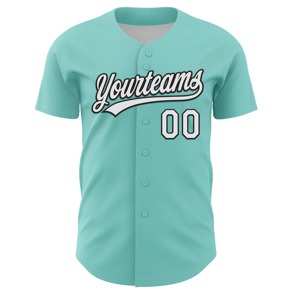 Custom Ice Blue White-Black 3D Funny Christmas Authentic Baseball Jersey