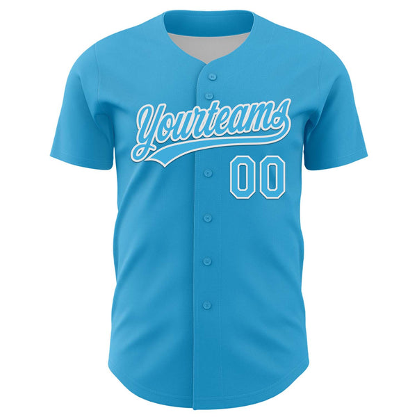 Custom Sky Blue White 3D Love Heart Valentine's Day Authentic Baseball Jersey