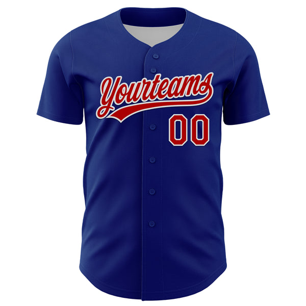 Custom Royal Red-White 3D Funny Christmas Authentic Baseball Jersey