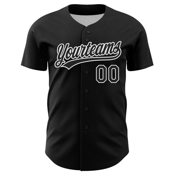 Custom Black White 3D Funny Christmas Authentic Baseball Jersey