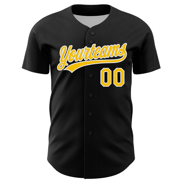 Custom Black Yellow-White 3D Childhood Cancer Gold Ribbon American Flag Authentic Baseball Jersey