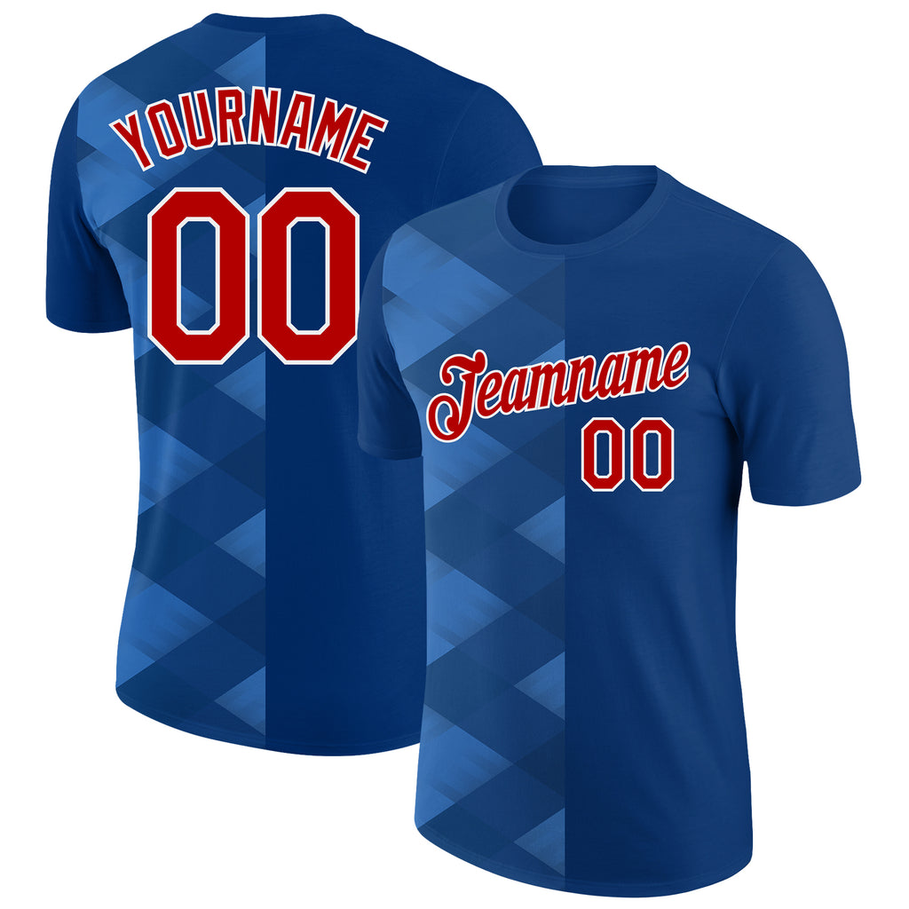 Custom US Navy Blue Red-White 3D Esports Performance T-Shirt