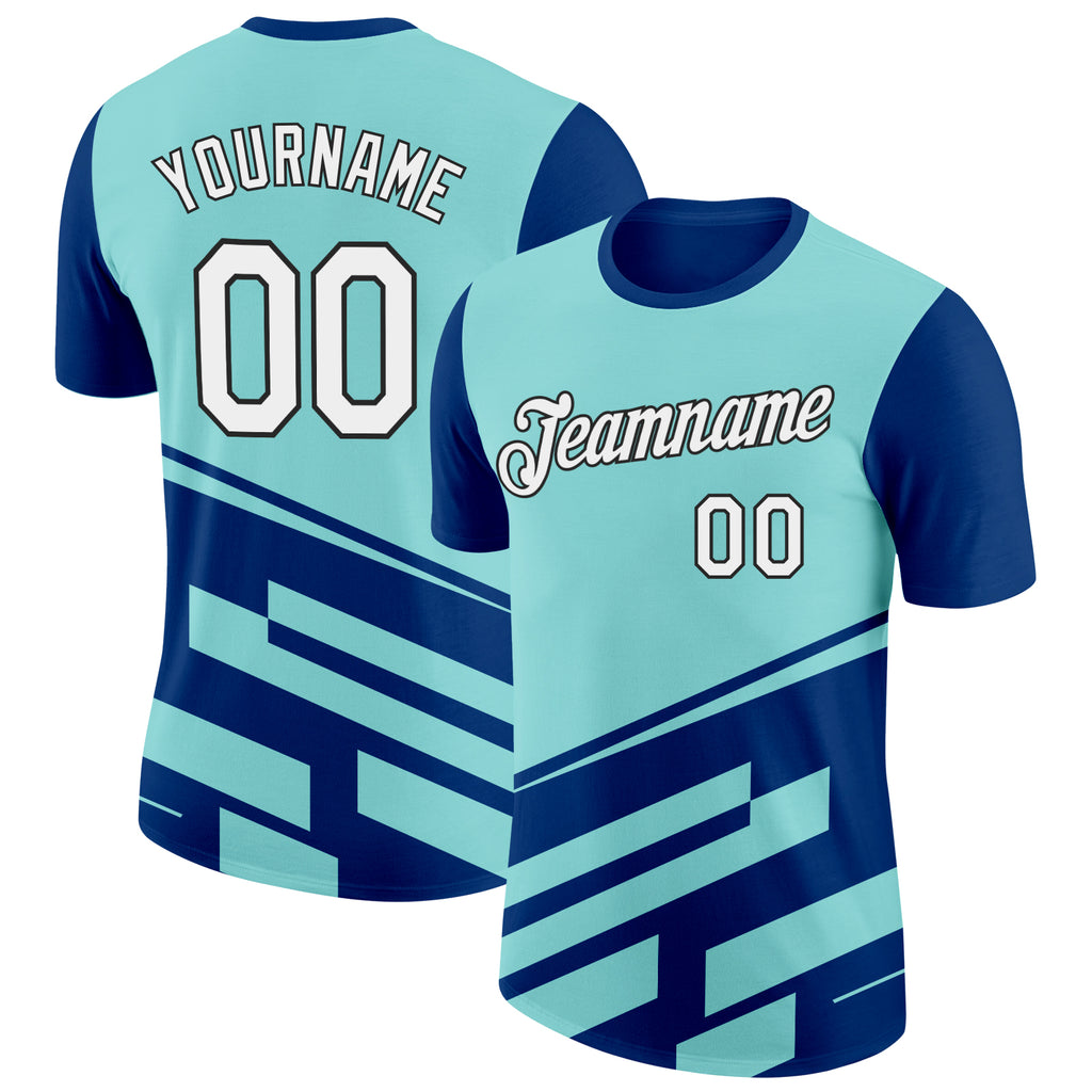 Custom Ice Blue US Navy Blue-Black 3D Esports Performance T-Shirt