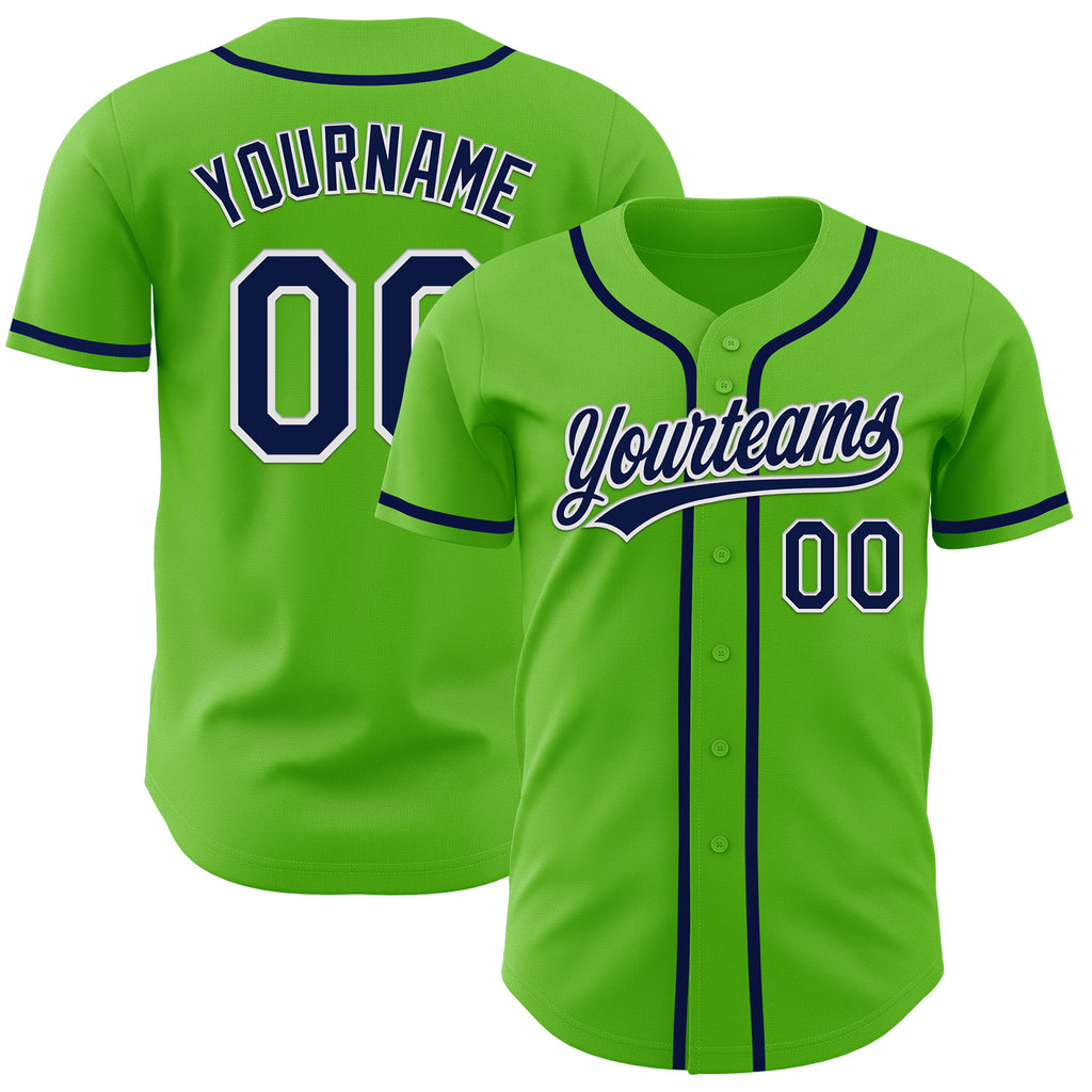 Custom Aurora Green Navy-White Authentic Baseball Jersey