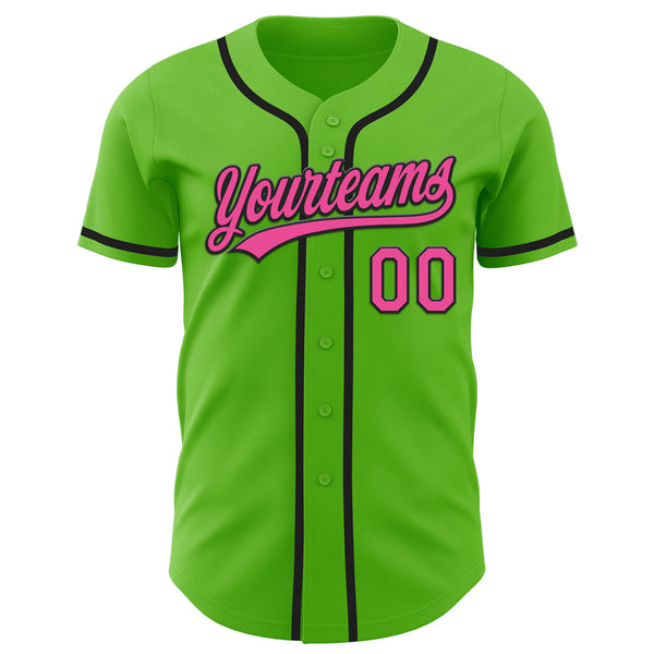 Custom Aurora Green Pink-Black Authentic Baseball Jersey