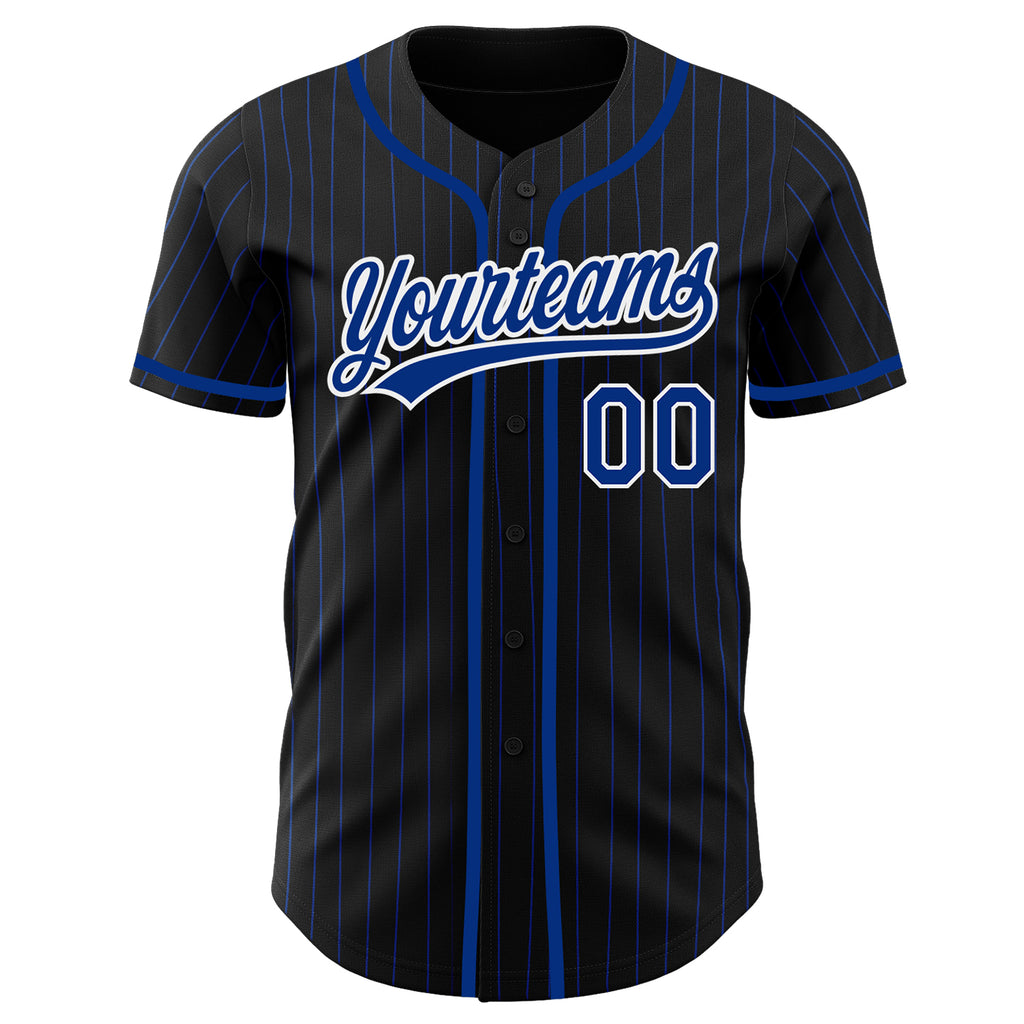 Custom Baseball Jersey Light Blue White Pinstripe Royal Authentic Men's Size:3XL