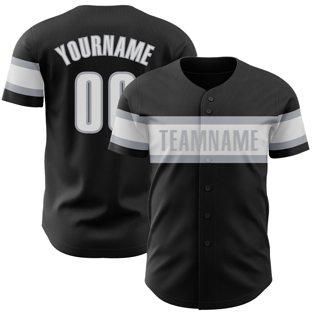 Custom Black White-Gray Authentic Baseball Jersey