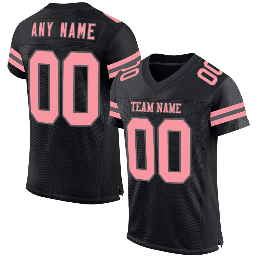 Custom Black Medium Pink-Steel Gray Mesh Authentic Football Jersey