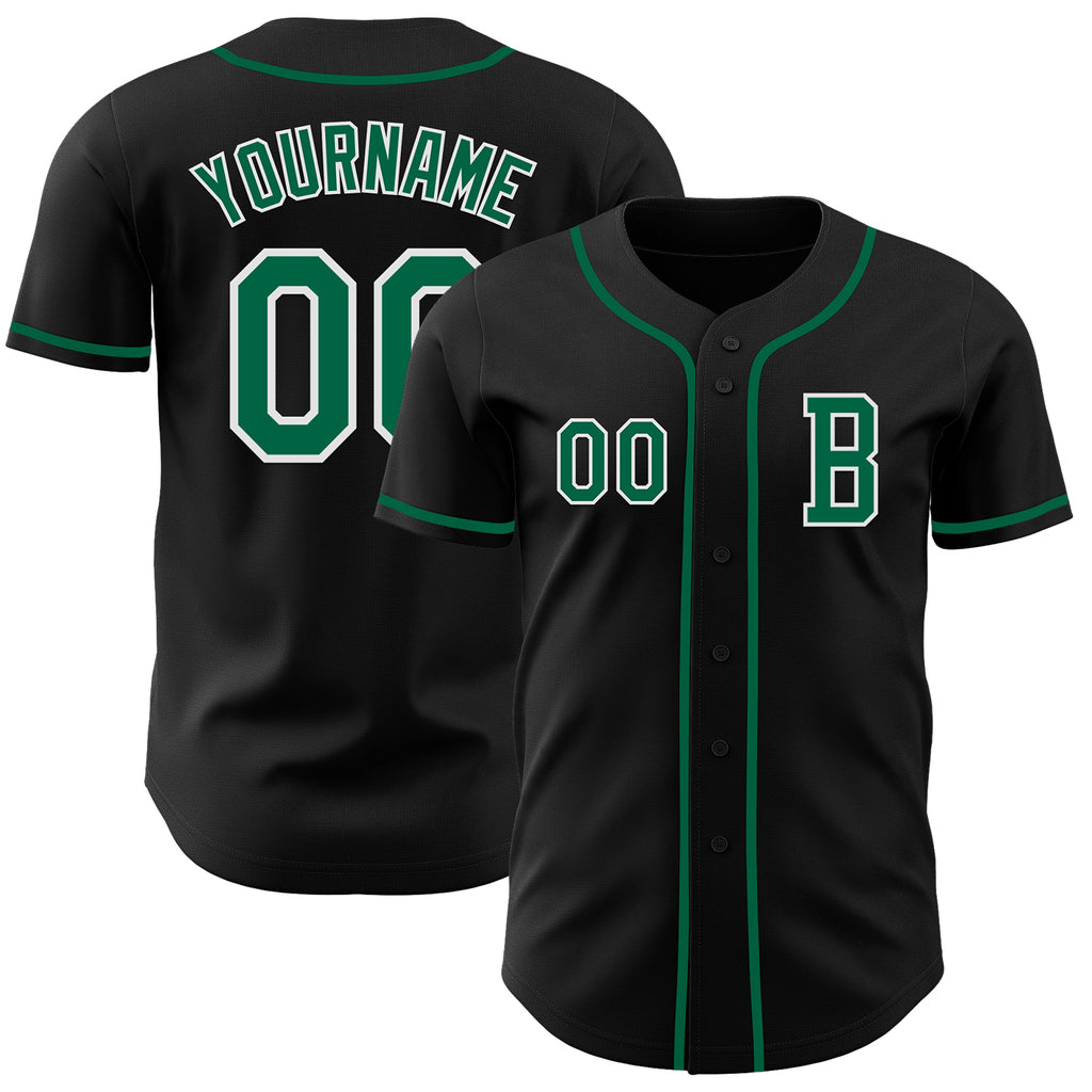 Custom Black Kelly Green-White Authentic Baseball Jersey