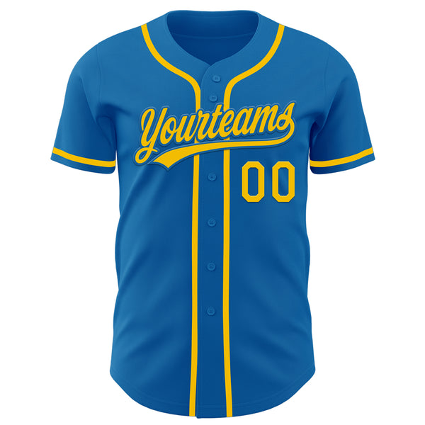 Custom Blue Yellow Authentic Baseball Jersey