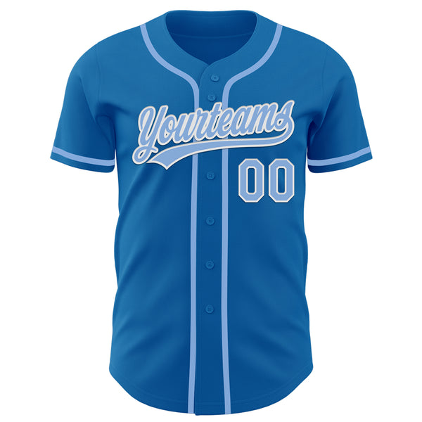 Custom Blue Light Blue-White Authentic Baseball Jersey