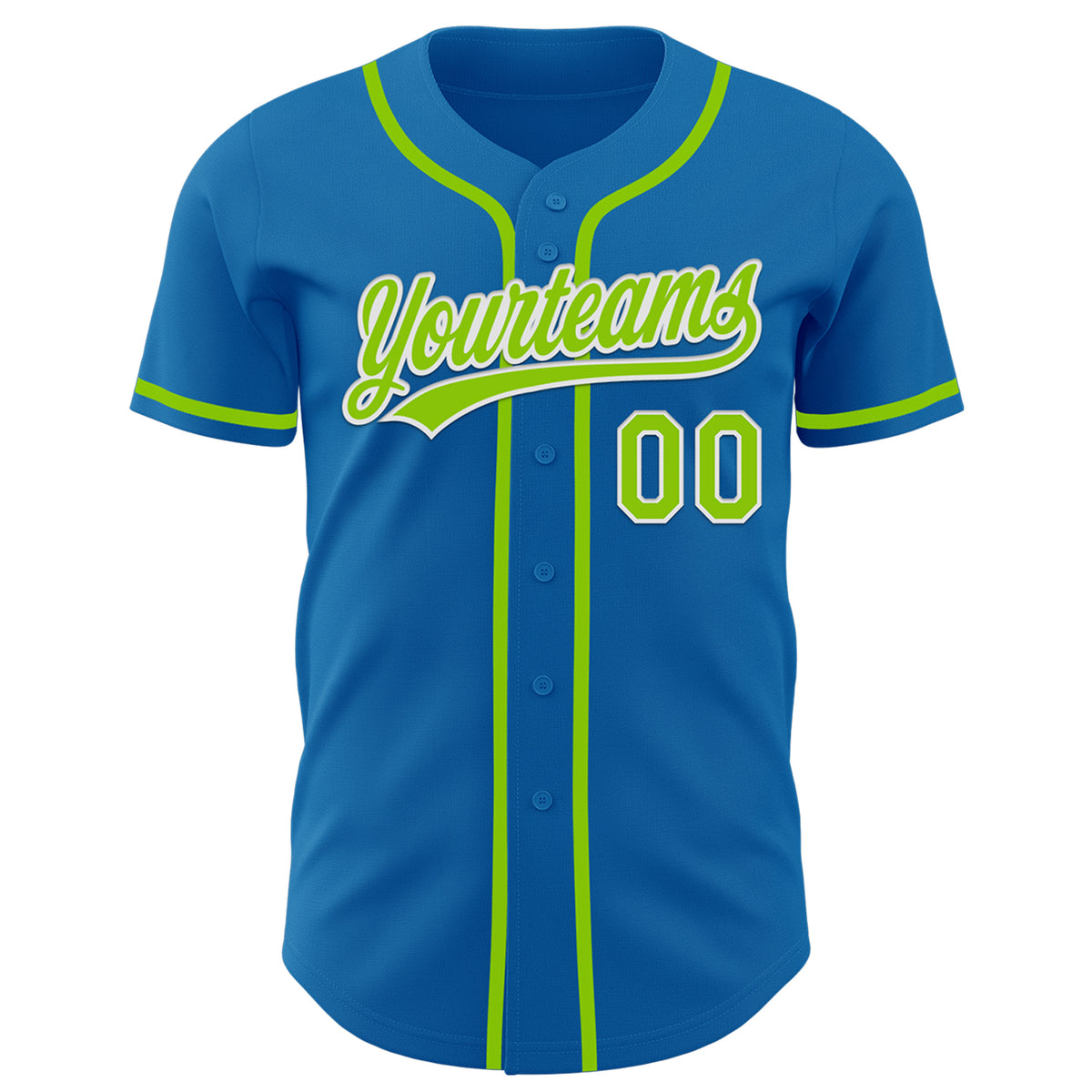 Custom Blue Neon Green-White Authentic Baseball Jersey Free Shipping ...