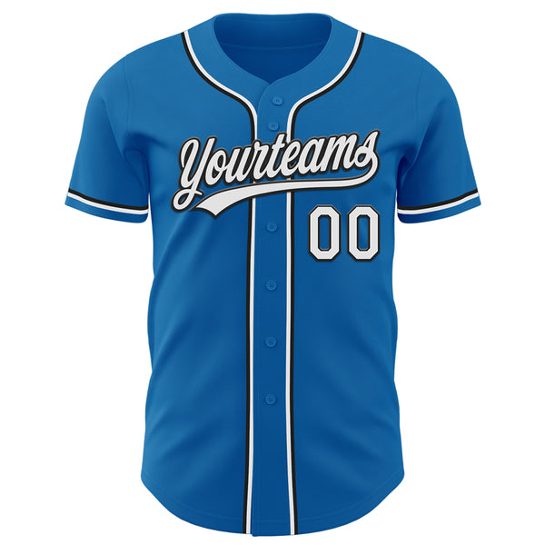 Custom Blue White-Black Authentic Baseball Jersey