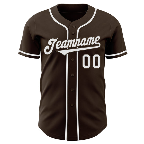 Custom Brown White Authentic Baseball Jersey