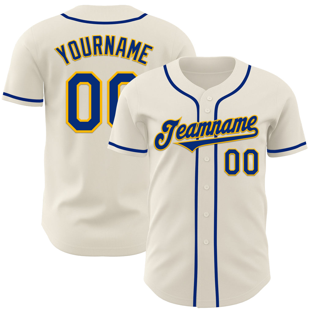 Custom Cream Royal-Gold Authentic Baseball Jersey