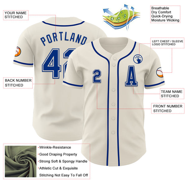 Custom Cream Royal Authentic Baseball Jersey