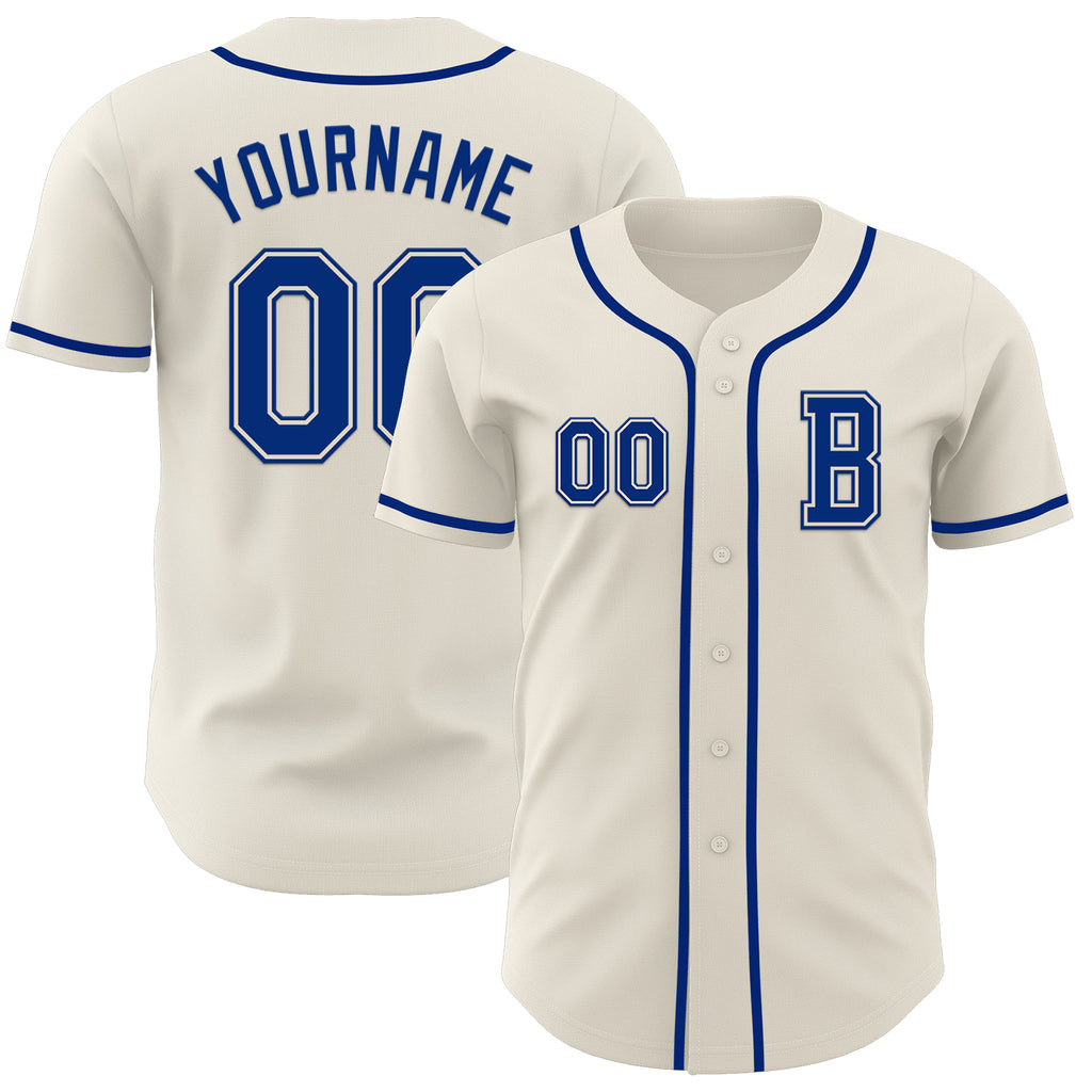 Custom Cream Royal Authentic Baseball Jersey