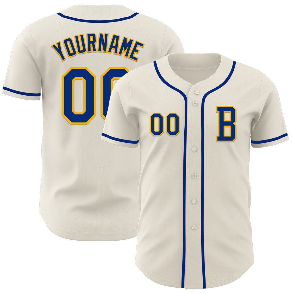 Custom Cream Royal-Gold Authentic Baseball Jersey